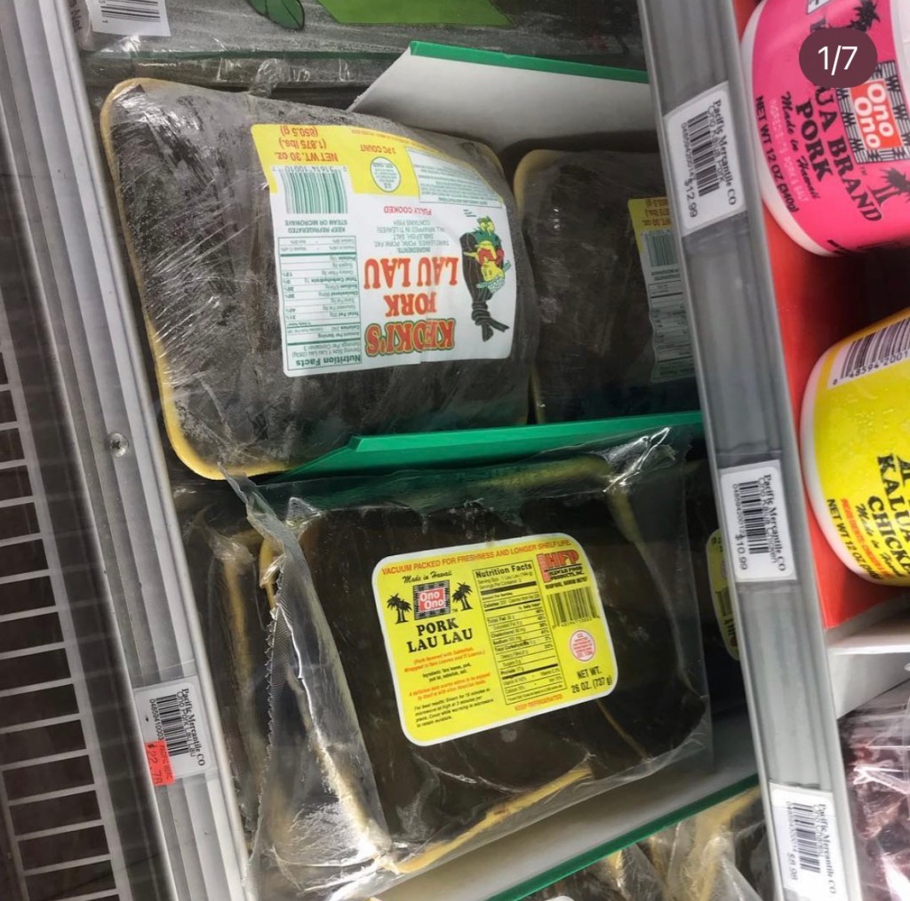 Keoki's and Ono Ono Pork lau lau at Pacific Mercantile in Denver, Colorado. Taken on January 14th, 2019.
